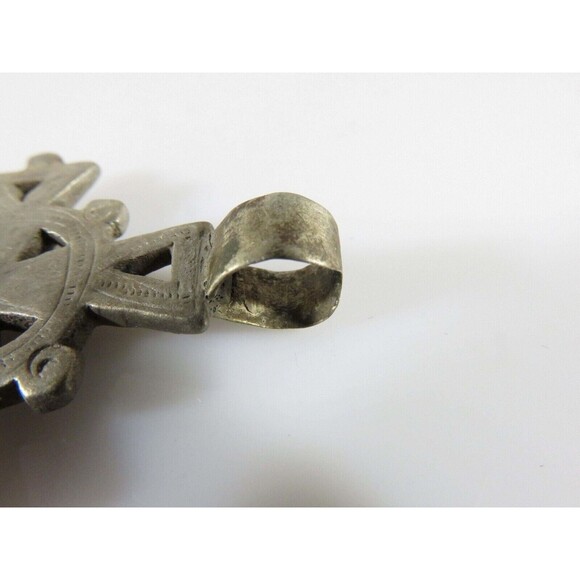 1 7/8" High Celtic Style Coptic Ethiopia Silver Cross With Chamfered Decoration - Picture 4 of 12